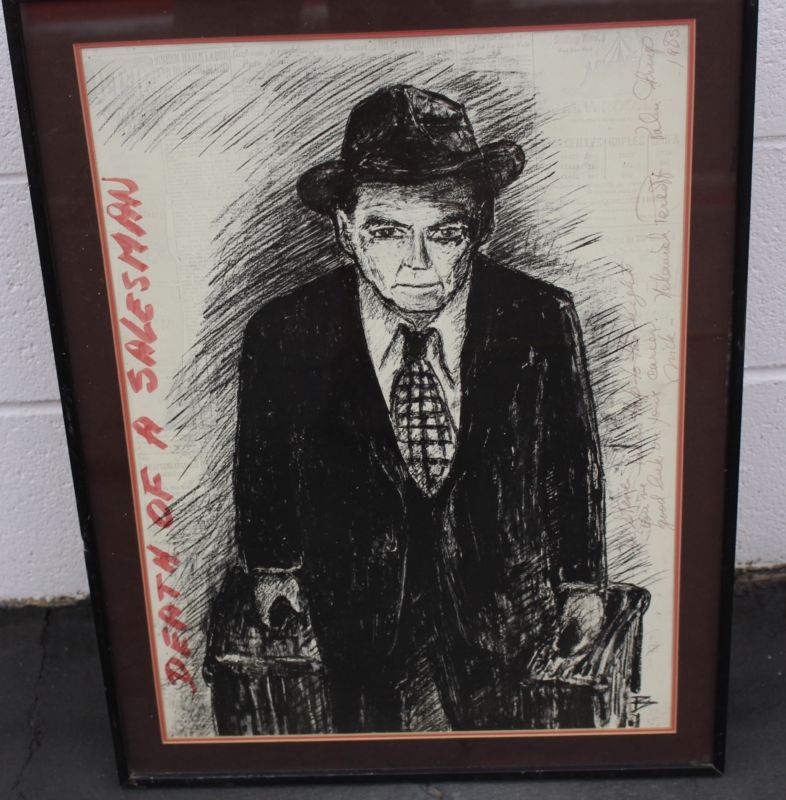786x800 Rare Original Death Of A Salesman Willy Loman Charcoal Art Sketch - Salesman Sketch