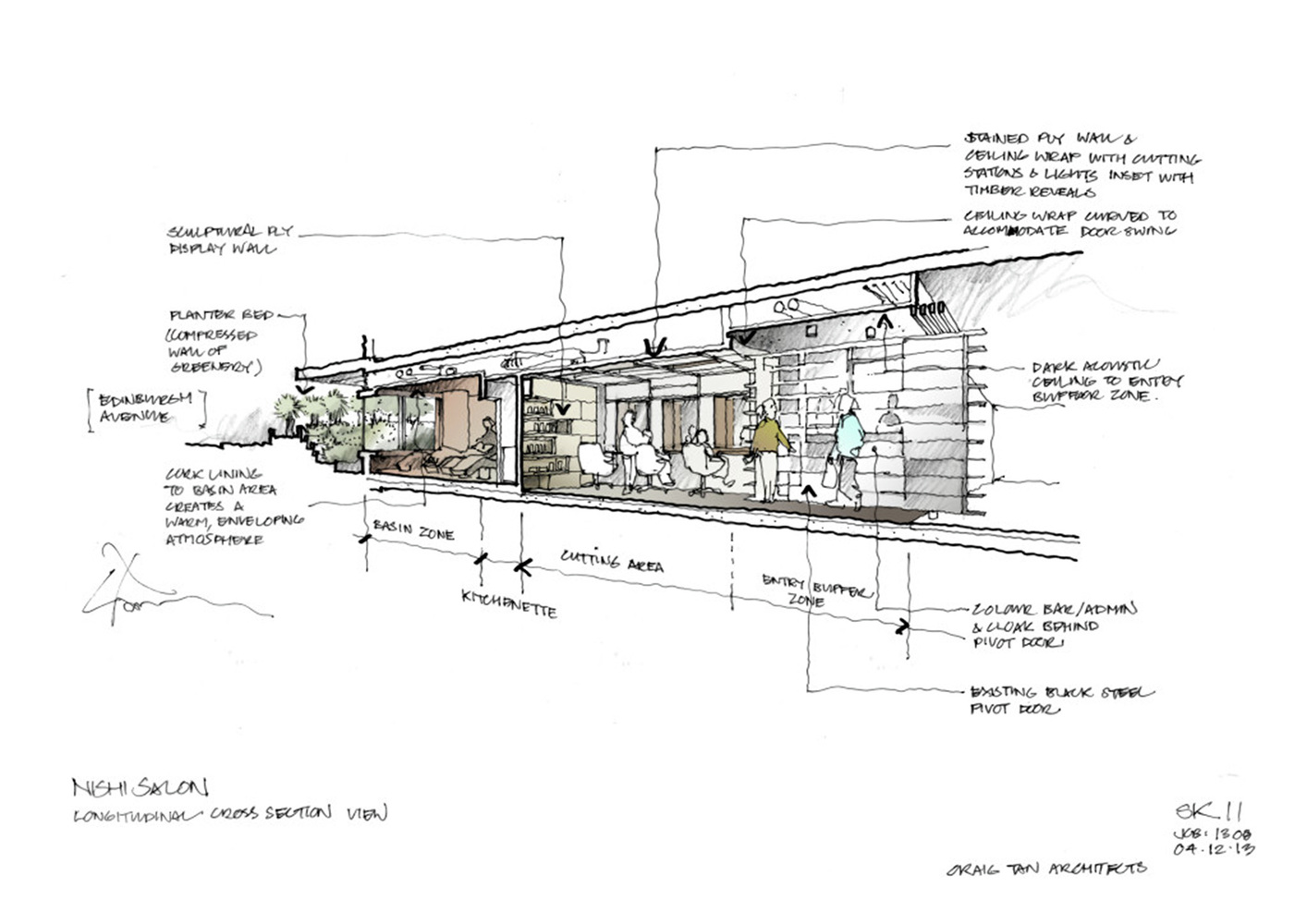1414x1000 Gallery Of Roji Salon Craig Tan Architects - Salon Sketch