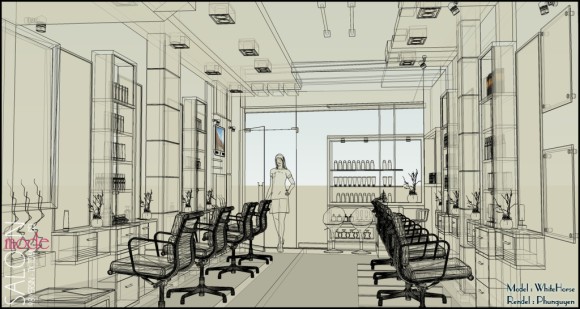 580x309 Making Of Beauty Salon Sketchup 3d Rendering Tutorials By - Salon Sketch