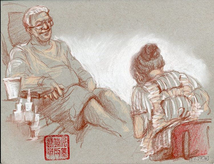 750x574 At The Nail Salon. - Salon Sketch