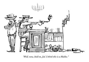 300x211 A Cowboy In A Saloon Has Just Shot The Bartender Drawing By Corey - Saloon Sketch