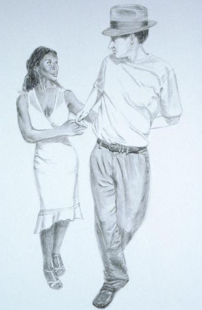 417x640 Lucille Coleman Artwork Graphite Two Hand Hold Salsa Dance - Salsa Sketch