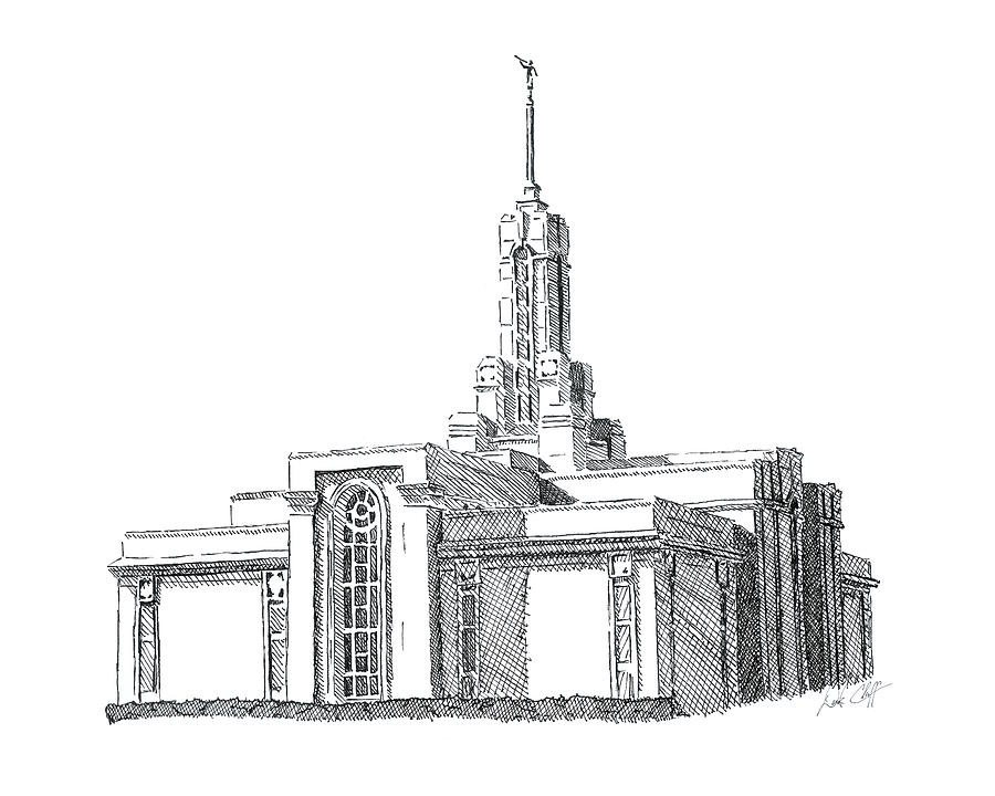 900x720 Mount Timpanogos Lds Temple Ink Drawing Drawing By Dsc Arts - Salt Lake City Temple Sketch