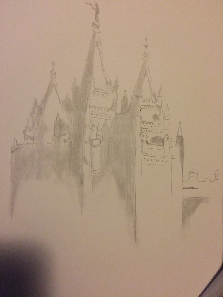 774x1032 Salt Lake City Temple Sketch By Zachwetsel - Salt Lake City Temple Sketch