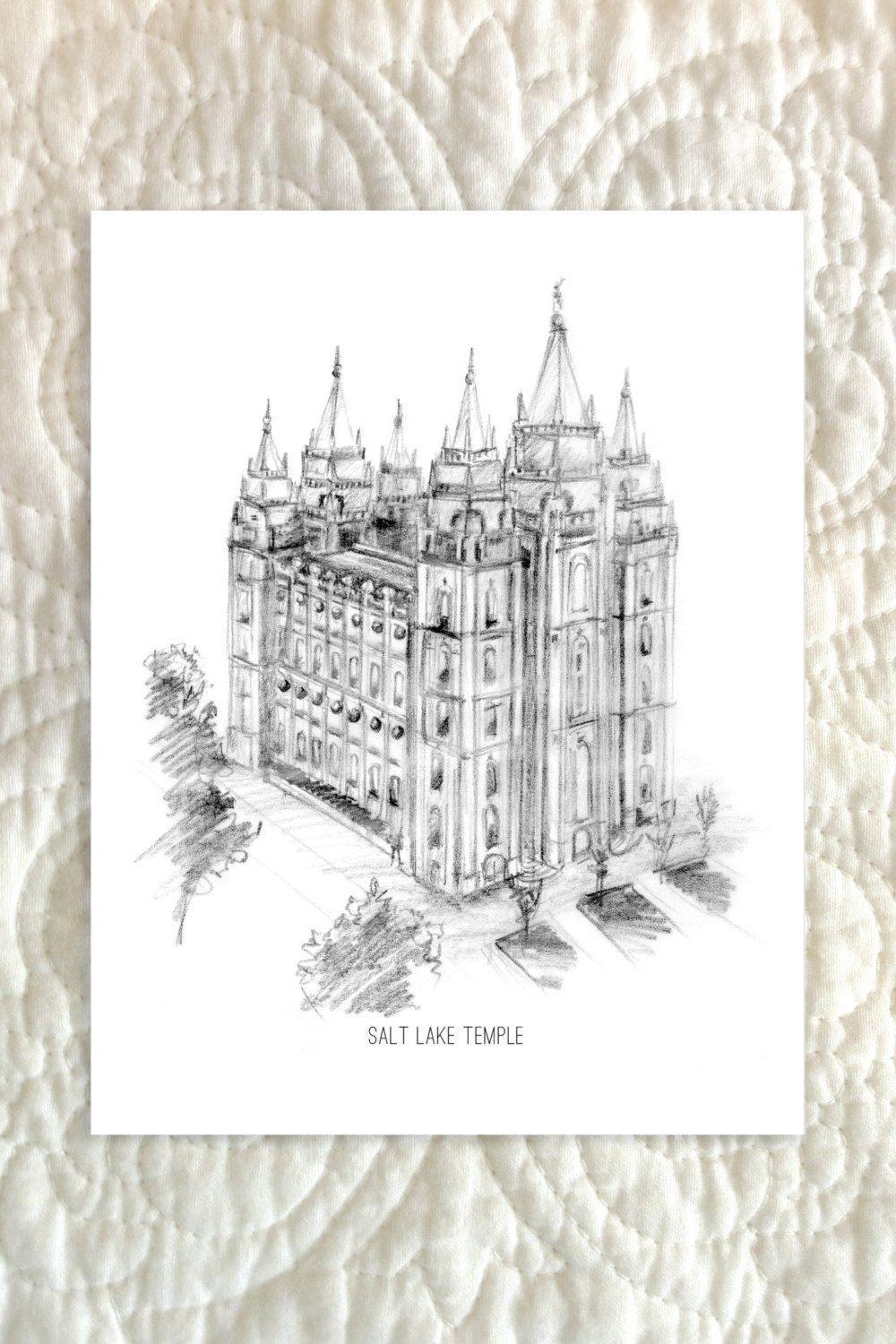 1000x1500 Salt Lake City Temple By Sageandmortardesign On Etsy Lds Temples - Salt Lake City Temple Sketch