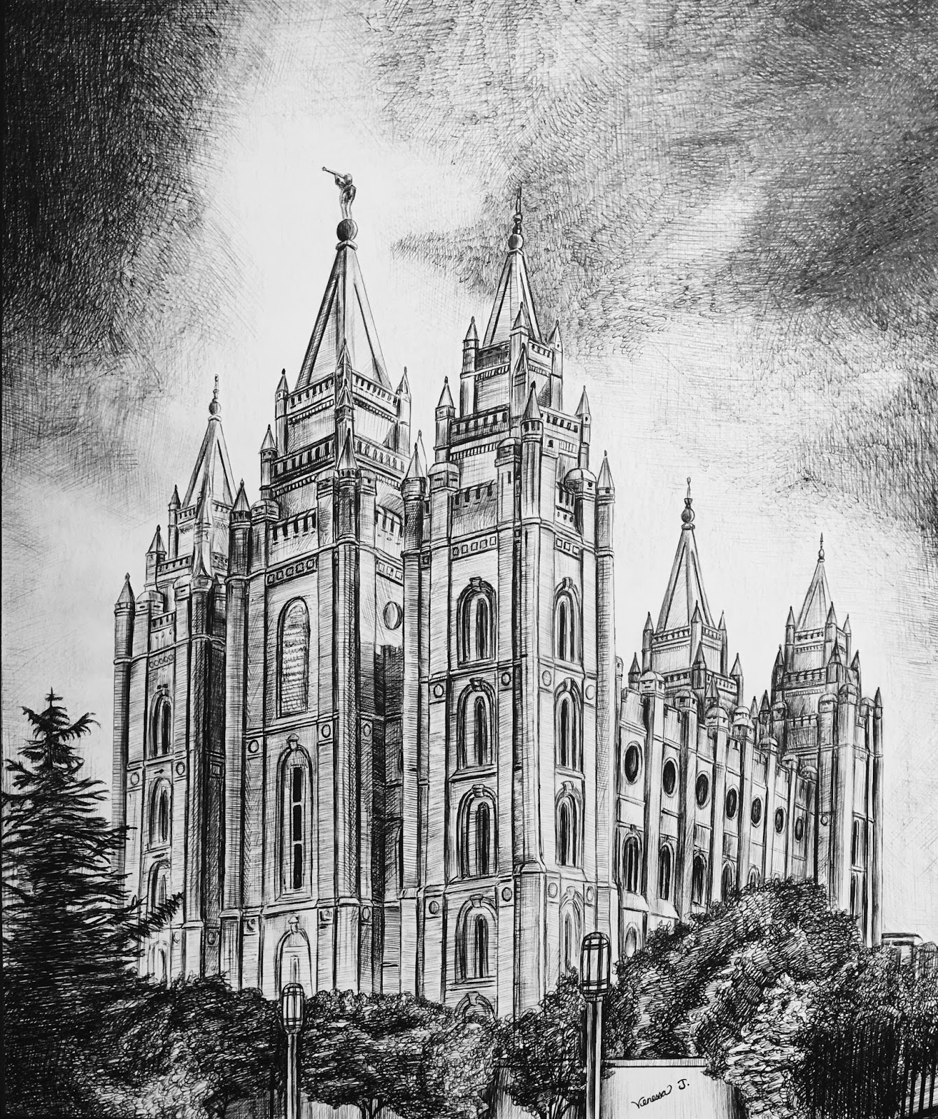 1341x1600 Venessa Bunker Photography Amp Artwork Salt Lake Temple Drawing - Salt Lake Temple Sketch