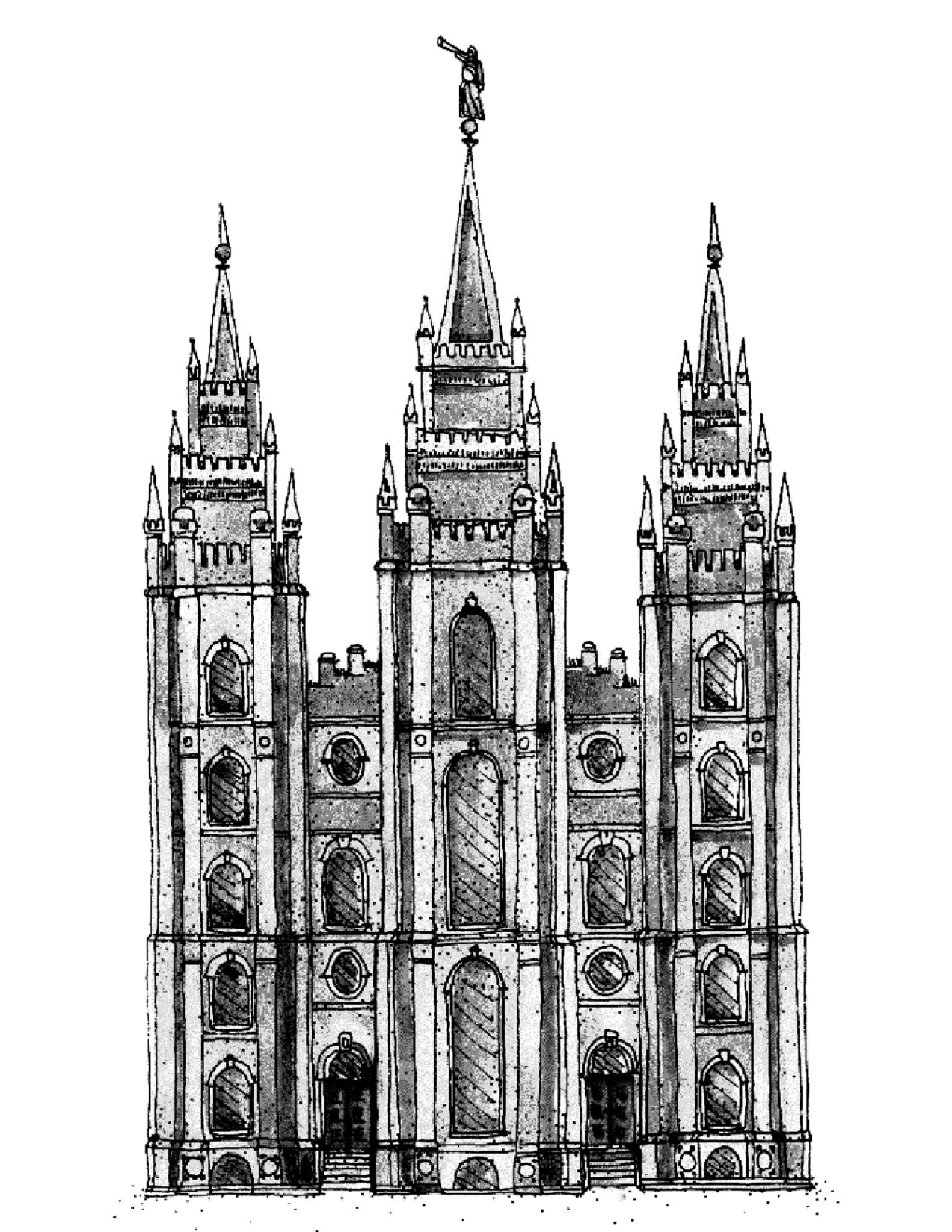 1583x2048 Free Printables - Salt Lake Temple Sketch