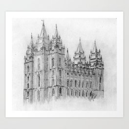 264x264 Lds Art Prints Society6 - Salt Lake Temple Sketch