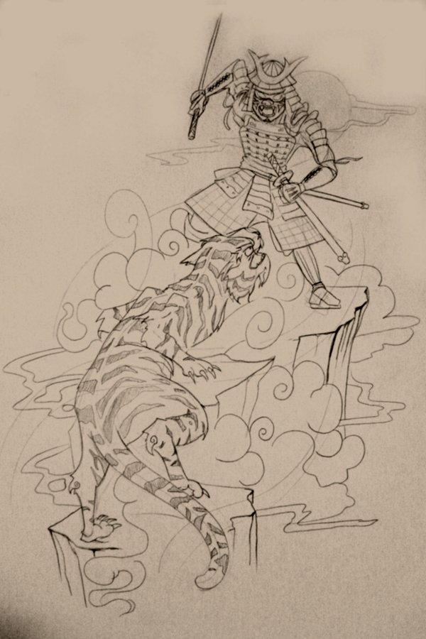 600x900 Samurai Tattoo Sketch By Raphaelkoizo - Samurai Tattoo Sketch