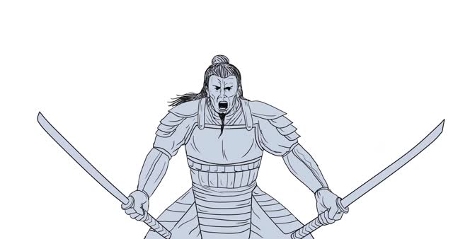 640x338 2d Animation Motion Graphics Showing Drawing Sketch Style - Samurai Warrior Sketch