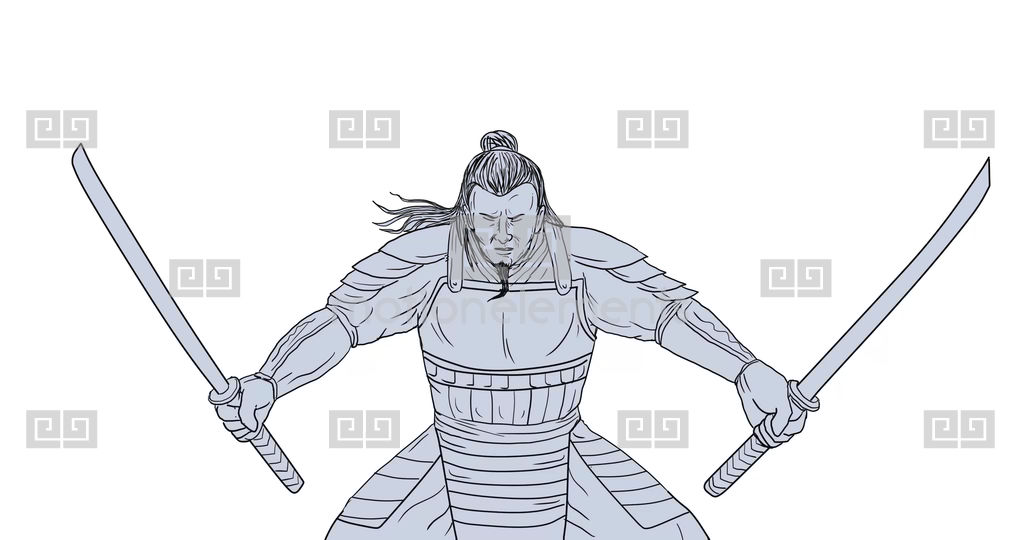 1024x540 Samurai Warrior Two Swords 2d Animation Stock Animation 10489479 - Samurai Warrior Sketch