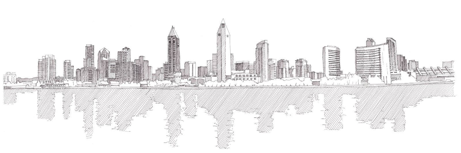 San Diego Skyline Sketch at Explore collection of
