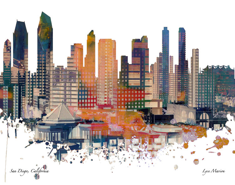 750x589 San Diego Skyline Art - San Diego Skyline Sketch