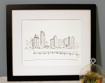 340x270 San Diego Sketch Etsy - San Diego Skyline Sketch