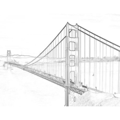 500x500 San Francisco Bridge Sketch For Canvas Painting - San Francisco Bridge Sketch