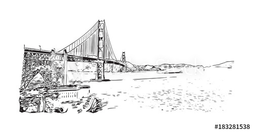 500x261 Sketch Of The Golden Gate Bridge Is A Suspension Bridge Spanning - San Francisco Bridge Sketch