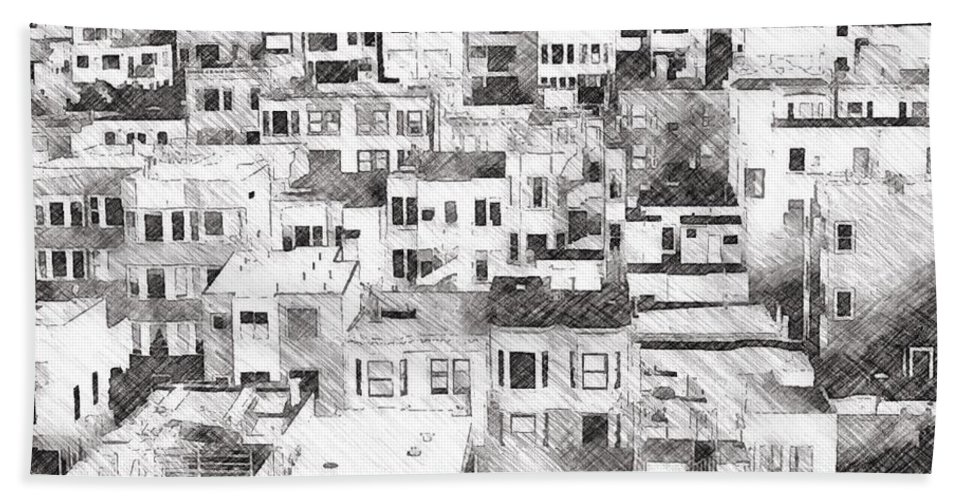 967x500 San Francisco Sketch Bath Towel For Sale By Mark Taylor - San Francisco Sketch