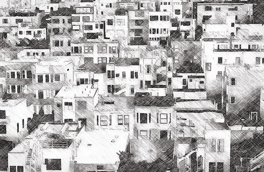 900x587 San Francisco Sketch Digital Art By Mark Taylor - San Francisco Sketch