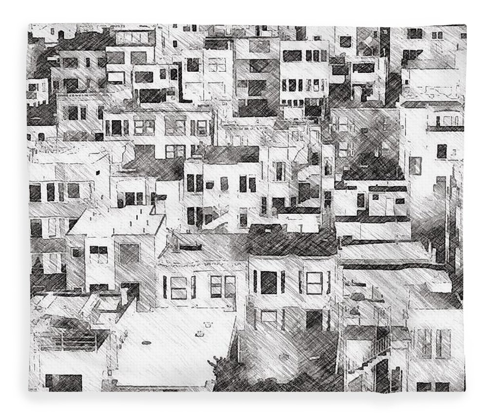 1000x860 San Francisco Sketch Fleece Blanket For Sale By Mark Taylor - San Francisco Sketch