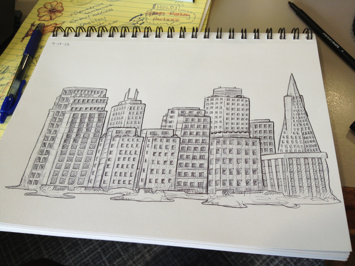 1200x900 Sf Skyline Sketch - San Francisco Skyline Sketch