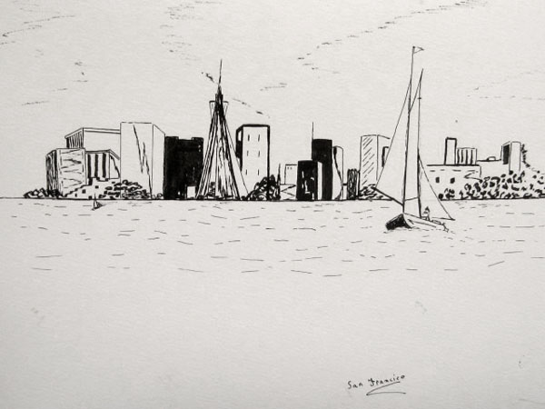 600x450 San Francisco Roy Parkinson Paintings - San Francisco Skyline Sketch
