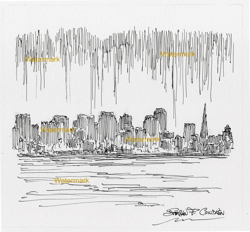 975x905 San Francisco Skyline Pen Amp Ink - San Francisco Skyline Sketch