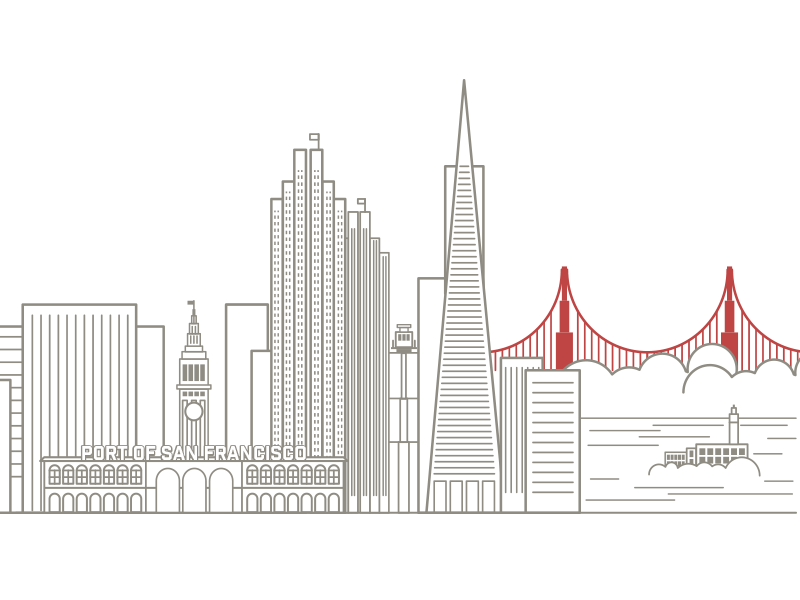 800x600 San Francisco Skyline In Illustrator - San Francisco Skyline Sketch