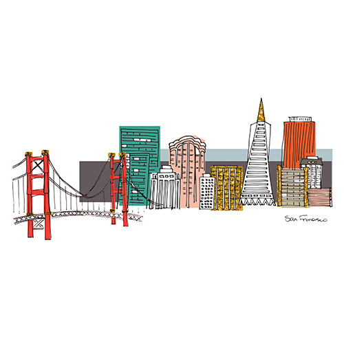 500x500 San Francisco Skyline Aubrey Doodle - San Francisco Skyline Sketch