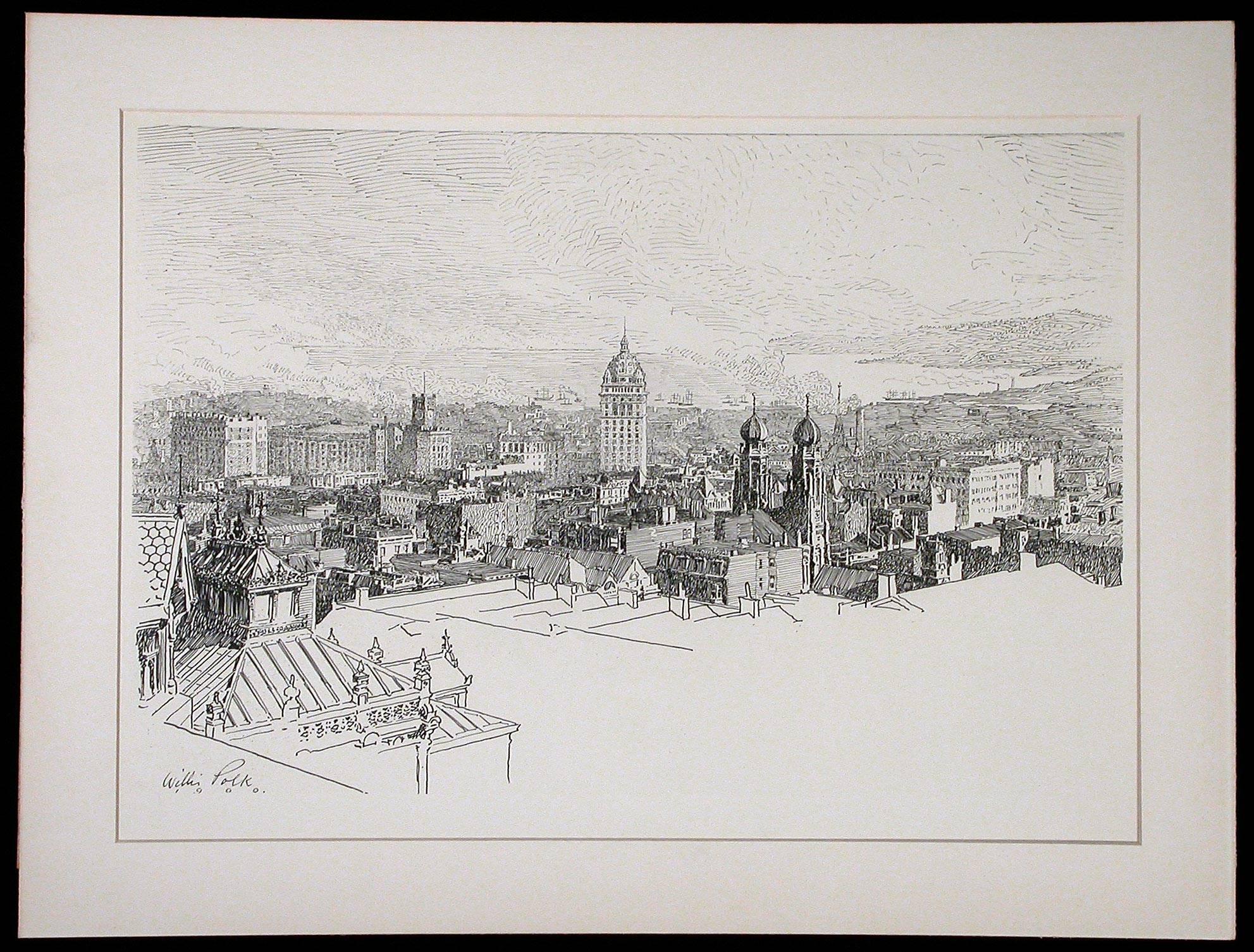 1983x1506 Print Of The San Francisco Skyline, From A Pen And Ink Drawing - San Francisco Skyline Sketch