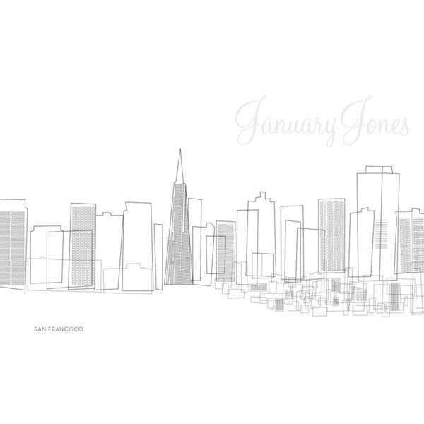 600x600 San Francisco, Ca Skyline Sketch Art Print Poster Wall Decor - San Francisco Skyline Sketch