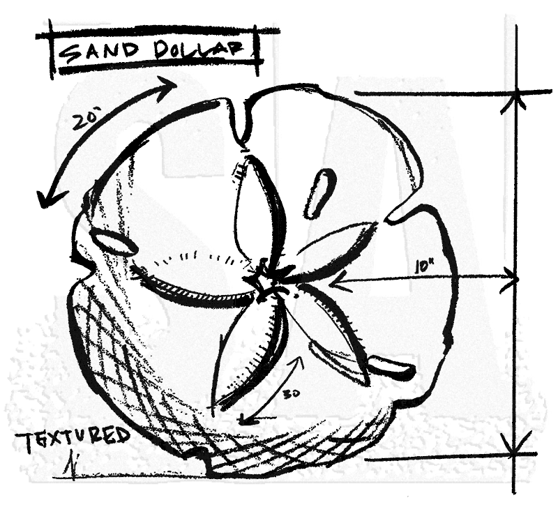 800x727 Tim Holtz Wood Mounted Stamp - Sand Dollar Sketch