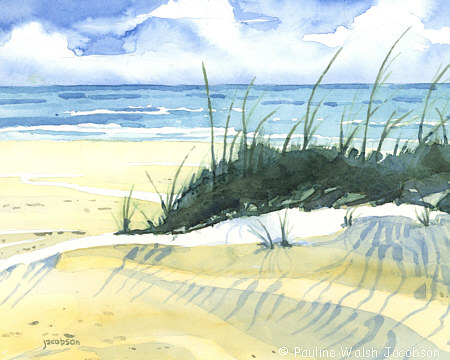 450x360 Watercolor Painting Beach Dunes - Sand Dunes Sketch