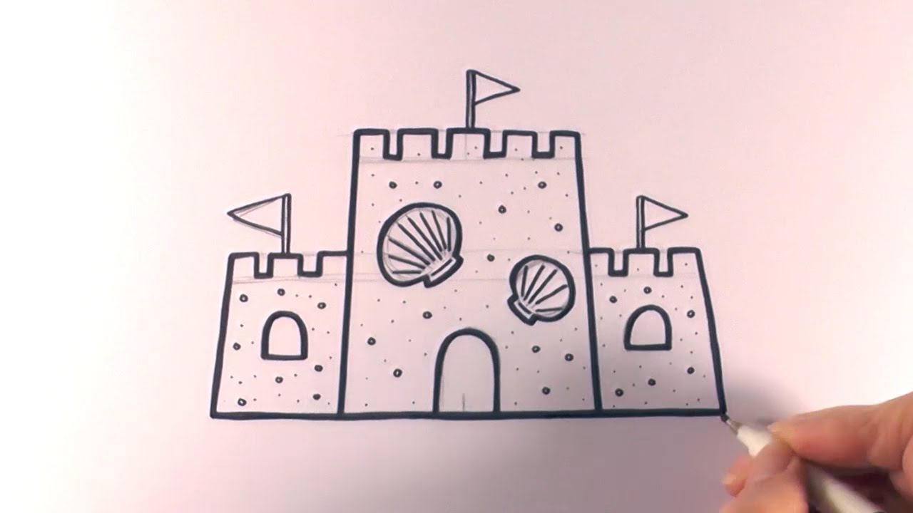 1280x720 How To Draw A Cartoon Sandcastle - Sandcastle Sketch