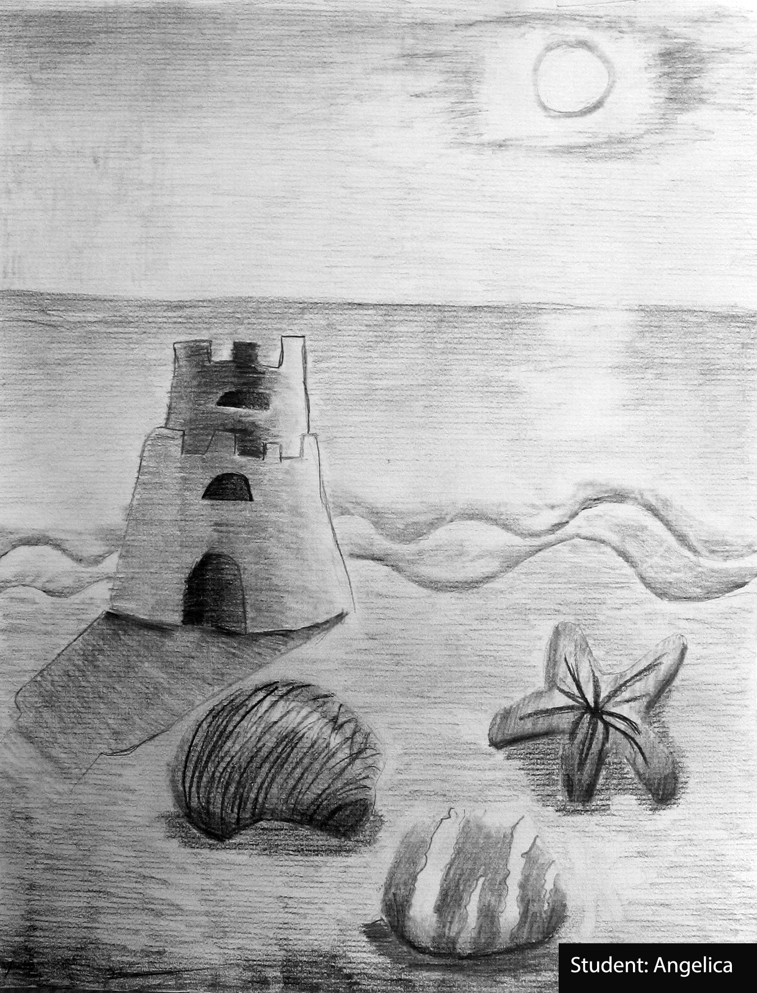 1538x2017 Pencil Drawing Camp - Sandcastle Sketch