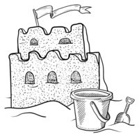 200x200 Sand Castle Sketch Stock Vectors - Sandcastle Sketch