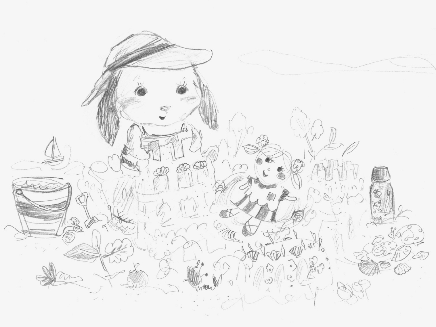 1516x1137 Sand Castle Sketch - Sandcastle Sketch