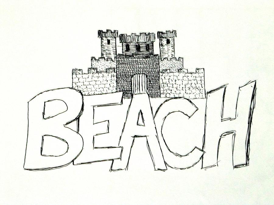900x675 Sandcastle On A Beach Drawing By Jason Moore - Sandcastle Sketch