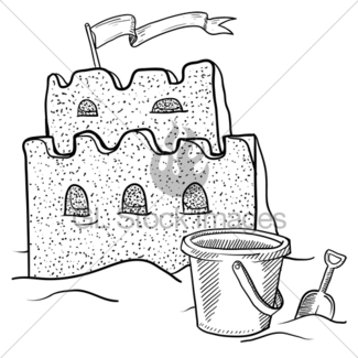325x325 Sandcastle Sketch Gl Stock Images - Sandcastle Sketch