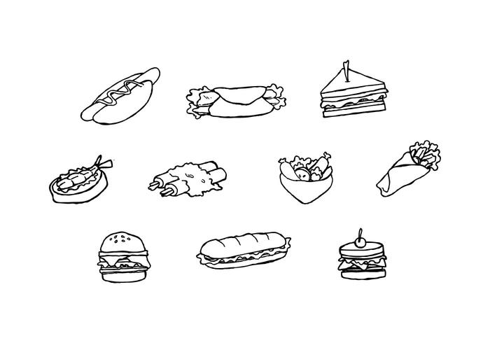 700x490 Free Sandwich Collection Sketch Vector - Sandwich Sketch