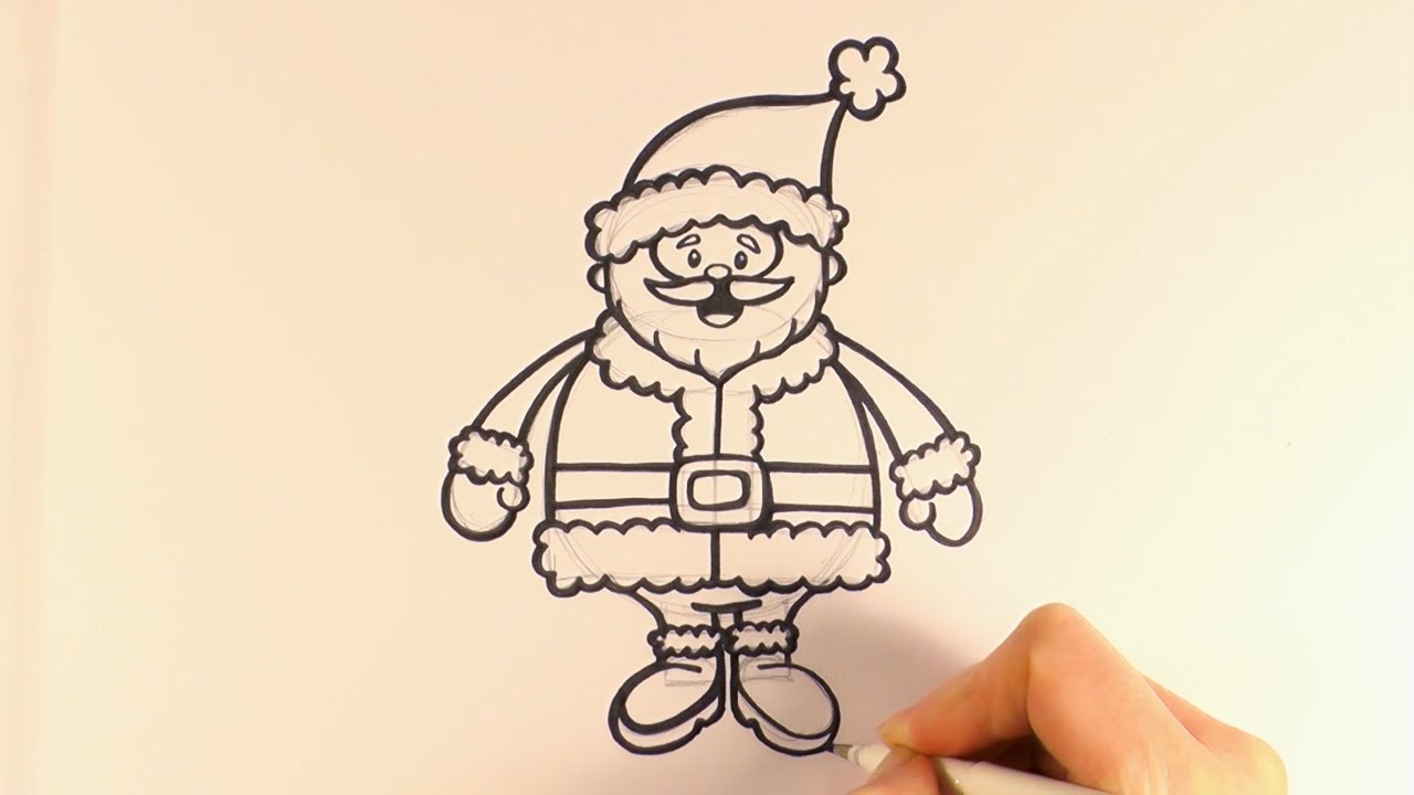 1280x720 How To Draw A Cartoon Santa Claus - Santa Claus Cartoon Sketch