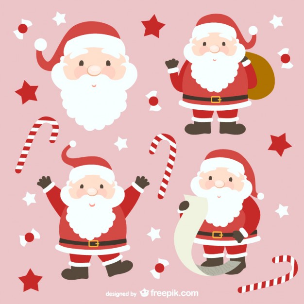 626x626 Santa Claus Cartoons Collection Vector Free Download - Santa Claus Cartoon Sketch