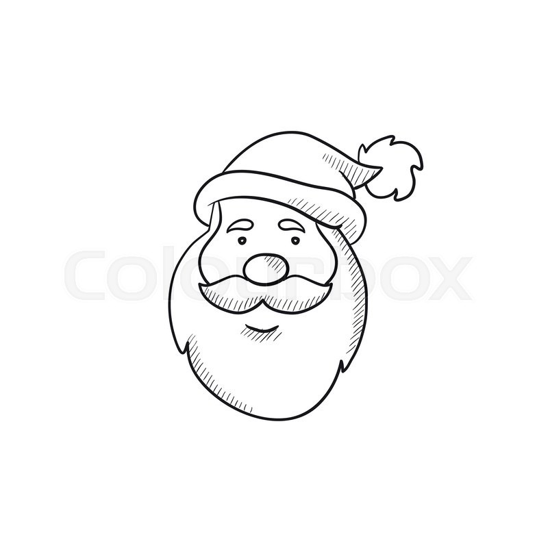 800x800 Santa Claus Face Vector Sketch Icon Isolated On Background. Hand - Santa Claus Cartoon Sketch