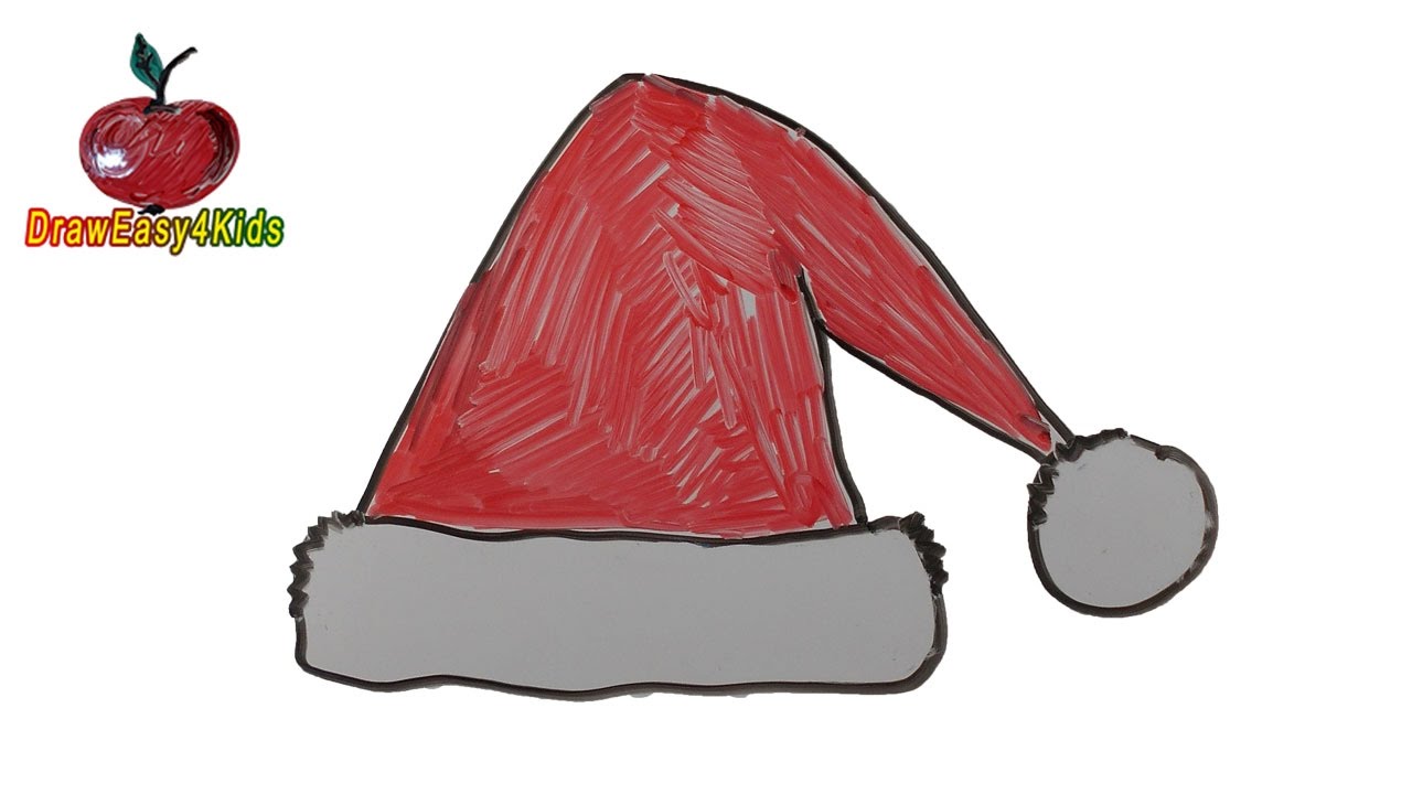 1280x720 How To Draw A Santa Claus Hat Step By Step Easy For Kids - Santa Claus Hat Sketch