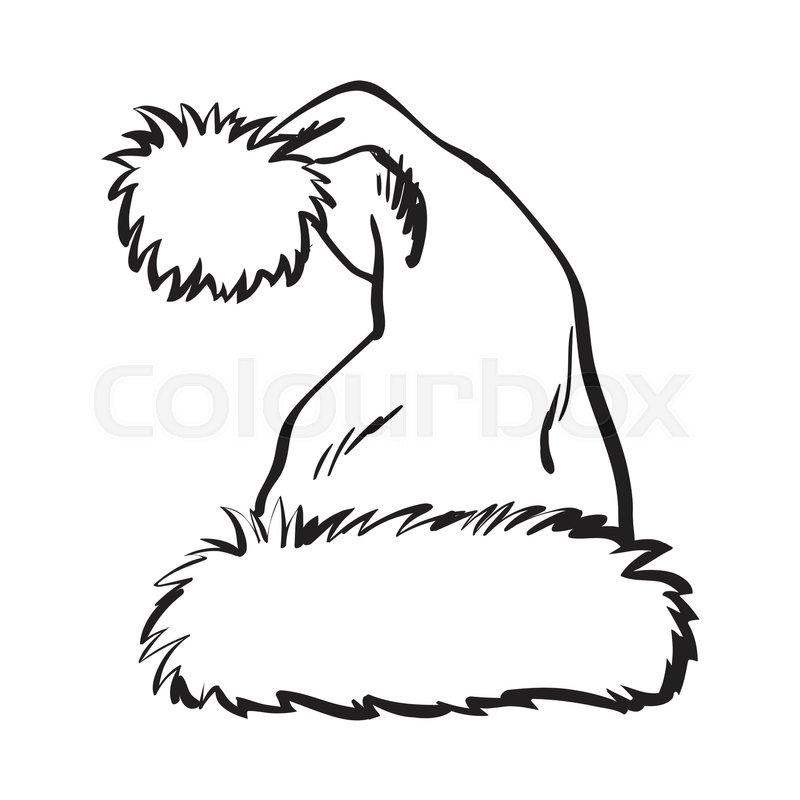 800x800 Red Santa Claus Hat, Sketch Style Vector Illustration Isolated On - Santa Claus Hat Sketch
