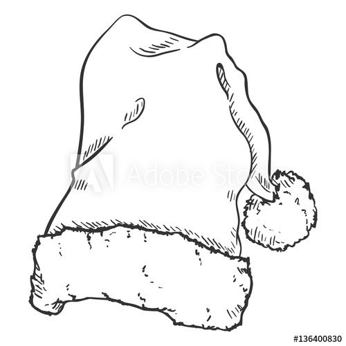 500x500 Vector Single Sketch Santa Claus Hat - Santa Claus Hat Sketch