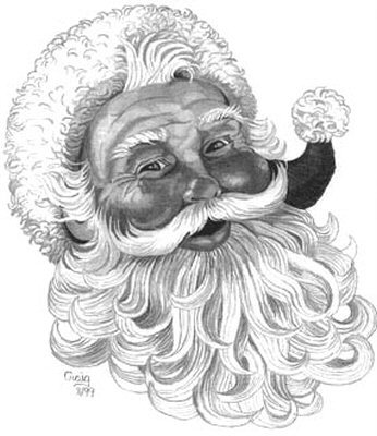346x400 Jolly Old St. Nick Pencil Sketch - Santa Claus Pencil Sketch