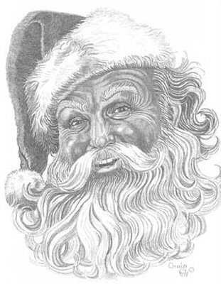 311x400 Old Man Christmas Pencil Sketch - Santa Claus Pencil Sketch