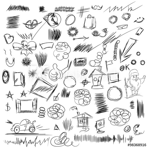 500x500 Pencil Sketches.hand Drawn Scribble Shapes, Santa Claus, Package - Santa Claus Pencil Sketch