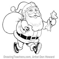 200x200 Cartoon Santa Claus - Santa Claus Pencil Sketch