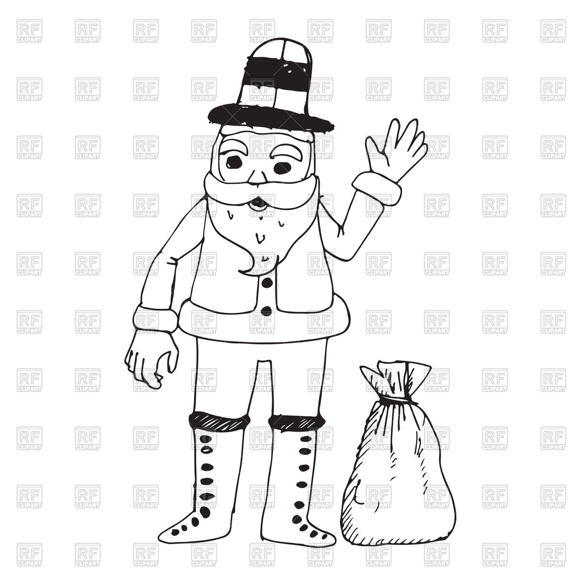 1200x1200 Santa Claus With Bag Of Gift Sketch Vector Image Vector Artwork - Santa Claus Sketch